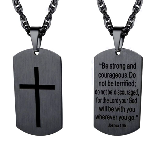 PROSTEEL Stainless Steel Cross Jewelry, Mens Womens Jewelry, Dog Tags Pendant, Military Tag with Words, Inspirational Necklace