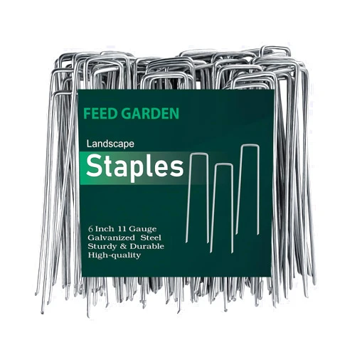 FEED GARDEN 6 Inch 50 Pack Hot-dip Galvanized Landscape Staples Plant Cover Stakes 11 Gauge Tent Stakes Garden Stakes Landscaping Fabric SOD Pins Yard Stakes for Decoration Weed Barrier Fabric