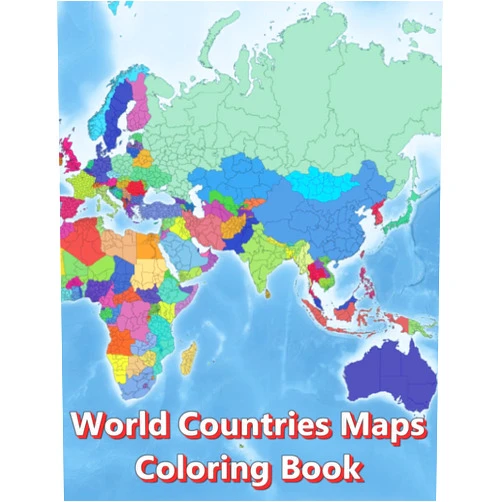 M&M Baciu World Countries Maps Coloring Book - Continent Africa, Asia, Europe, Oceania, North and South America: Atlas of the World Coloring Maps with Countries Capitals Regions City Mountain River Sea
