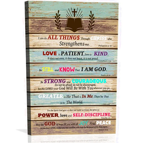 ARTSPIRIT Motivational Wall Art Bible Verse Christian Wall Decor Scripture Inspirational Wall Art for Living Room Bathroom Rustic Religious Gifts Teen Room Decor Large