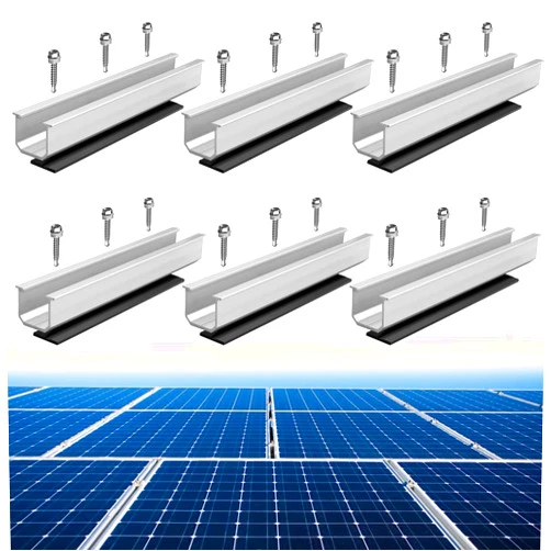 Anbte 6Pcs 7.87in Solar Panel Mounting Rail, Aluminum Solar Panel Mounting Brackets Include M5.5*30mm Screws + Rubber Pads, Solar Panel Brackets Kit for Metal Roof, Tin Roof, Flat Roof, Sheet Roof