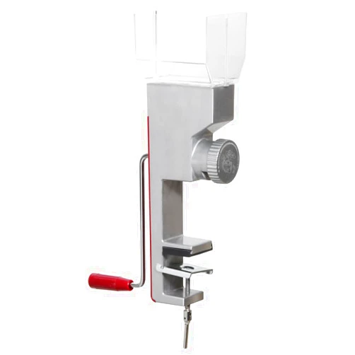 KITCHEN CROP Deluxe Grain Mill with Adjustable Settings - Stainless Steel Manual Grinder for Beans, Corn, Wheat, Rice, Oats, and More - Secure Clamp Mount, Large Hopper Design