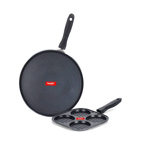 Sumeet NonStick Hopea Cookware Set (Dosa Tawa - 26.5Cm Dia + Mini Multi Snack Maker - 4 Cavity -19.5cm)