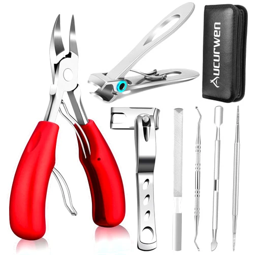 Aucurwen Podiatrist Toenail Clippers for Seniors Thick Toenails, Professional Pedicure Tools Kit, Toe Nail Clippers Adult Thick Nails Long Handle, Ingrown Toenail Tool Removal Kit for Seniors, Men, Pedicure