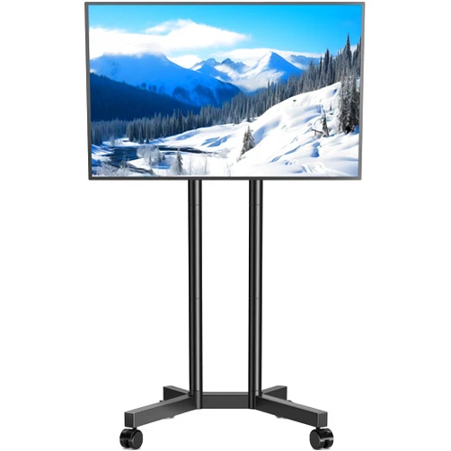 Rfiver Rolling TV Stand for 32-70 Inch Screens, Height Adjustable Mobile TV Stand on Wheels Holds up to 88Lbs, Mobile TV Cart, Portable TV Stand for Outdoor, Home, Office