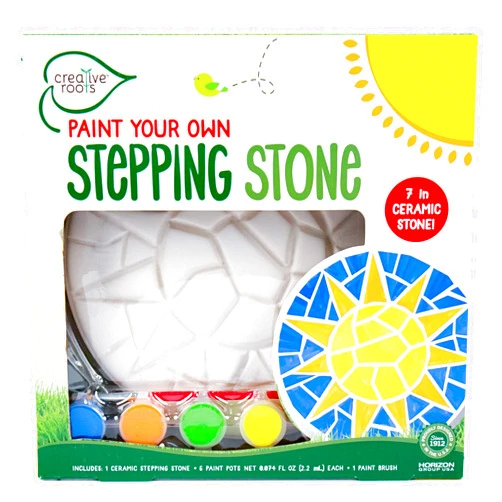 Creative Roots Mosaic Sun Stepping Stone Kit, Includes 7-Inch Ceramic Stepping Stone & 6 Vibrant Paints, DIY Garden Stone for Kids Ages 6+, Multicolor
