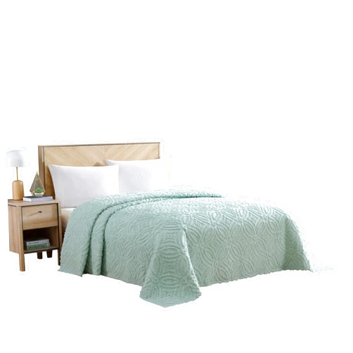 Beatrice Home Fashions Wedding Ring Chenille Bedspread, Queen, Blue