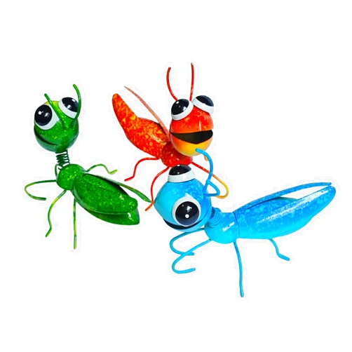 FKKsparkler Metal Grasshopper Garden Decor Outdoor Wall Art Decor Colorful Outdoor Sculpture Yard Art Patio Entryways Unique Home Accent Set of 3