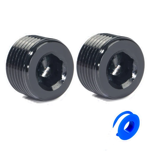 Breezliy 3/8 NPT Male Thread Allen Head Socket Pipe Plug Fitting Aluminum Black（2pcs）