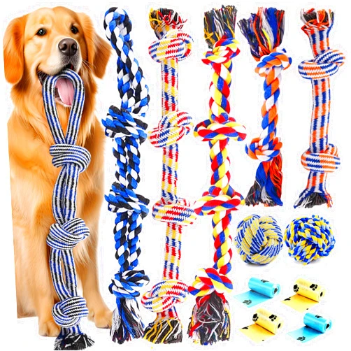 LOYEE Large Dog Toys for Aggressive Chewers, 12 Pack Tough Dog Chew Toys for Large Dogs, Heavy Duty Tug of War Dog Toy, Indestructible Dog Rope Toy for Medium and Big Breed, 100% Cotton for Teeth Cleaning