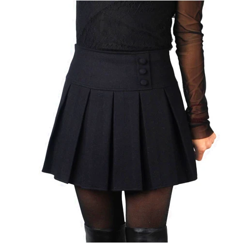 chouyatou Women's Casual Plaid High Waist A-Line Wool Pleated Short Skirt