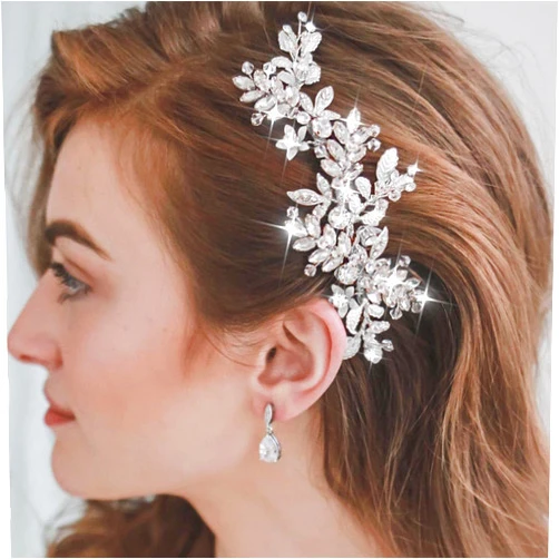 JAKAWIN Bride Wedding Hair Clip Silver Bridal Hair Piece Accessories Rhinestone Headpiece for Women