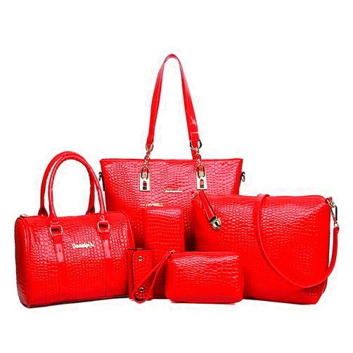 GJGJTER 6pcs Women Handbags and Purses Set PU Totes Top-handle Satchel Shoulder Bag Clutch Wallet