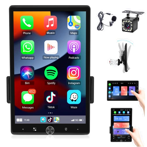 METEESER Single Din Apple Carplay Car Stereo Android Auto Manual&HD Screen-10.4 Inch Touchscreen Car Radio with Bluetooth Mirror Link Backup Camera/USB/AUX/EQ/FM/Subwoofer/DSP/Voice Control Siri