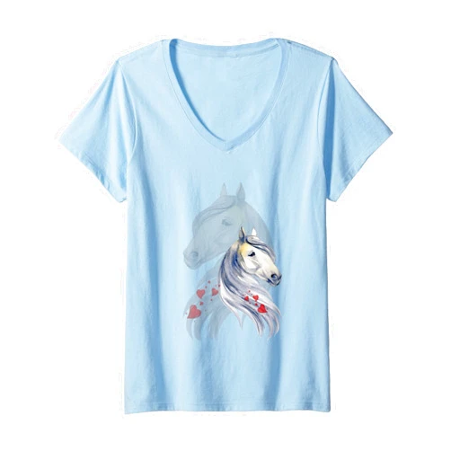 Pferde Mädchen Reiten Damen Bekleidung Womens Horse women's for riders and horses girls riding V-Neck T-Shirt