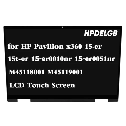 HPDELGB Replacement for HP Pavilion x360 15-er 15t-er 15-er0010nr 15-er0051nr 15-er0056cl 15-er0075nr 15-er0151nr M45118-001 M45119-001 1080P IPS LCD Touch Screen Display Assembly Bezel with Board
