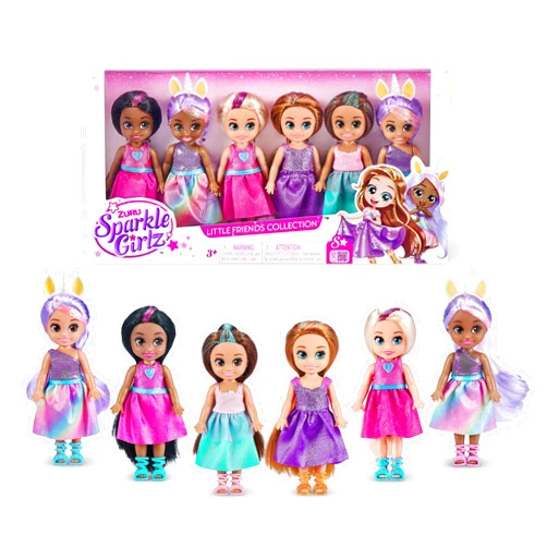 Sparkle Girlz 6 Pack of Princess Dolls by ZURU Fashion, Removable Dresses, Gifts for Girls 4-8, Poseable Fashion Doll, Pretend Play