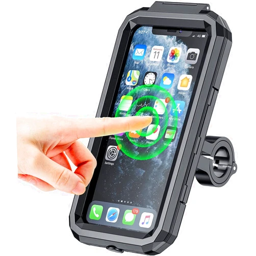 Kewig Bike Phone Mount Waterproof, Motorcycle Phone Mount with Aluminum Alloy Handlebar Mount Base & Touch-Screen, 360 Rotation Bike Phone Holder Suitable for 5.5'' - 7.0'' Cellphones