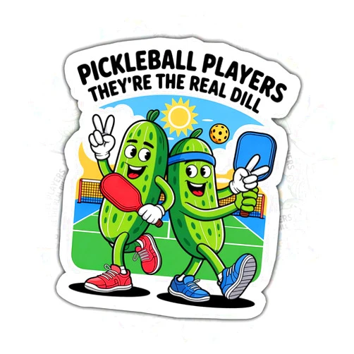 Vybonz (3 PCS) Pickleball Players They're The Real Dill Sticker Funny Pun Pickleball Vinyl Decal Waterproof for Paddle, Water Bottle, Tumbler, Car – Gift for Pickleball Fans and Athletes (3 Inch)