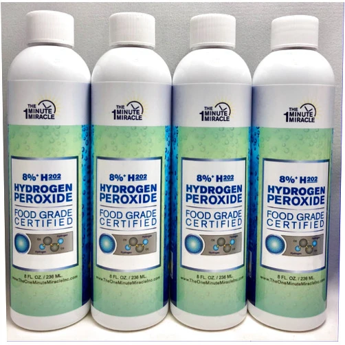 The One Minute Miracle 8% Hydrogen Peroxide Food Grade - 8 oz 4 Bottles
