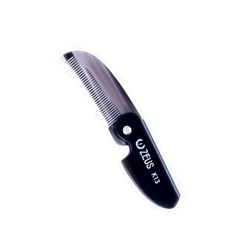 ZEUS Folding Mustache Comb, Handmade Saw-Cut Best Moustache Pocket Comb (Black, One Pack)