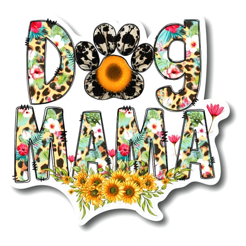 Generic Dog Mama 5 Inch Waterproof Decal Sticker Wall Mom Mother Window Sunflower Love Pet Paw Dog Cat Family Bird Pets Pig Rabbit Lover Animal American Granddog Trainer CS1421-2PK