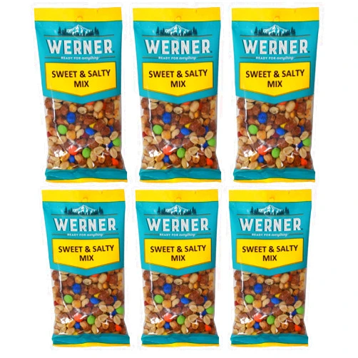 Werner Sweet and Salty Trail Mix Individual Pack – Trail Mix Snack Packs, Trail Mix with Chocolate Buttons and Toffee Peanuts 5.5 Ounce (Pack of 6)