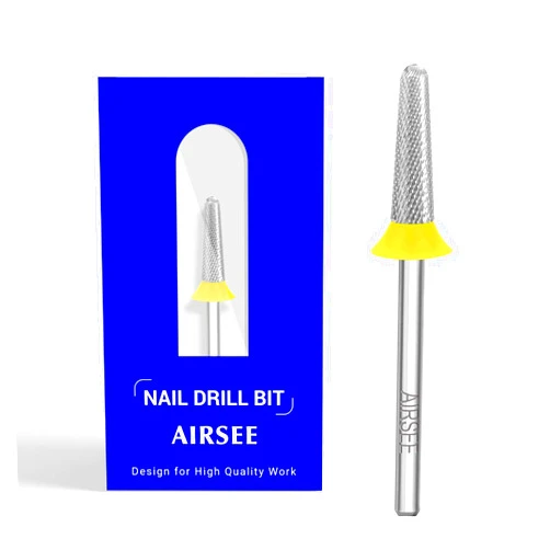 AIRSEE Tungsten Carbide Acrylic Nail Drill Bit Efile Electric File Machine Head Tip for Manicure Polishing Art Remove Gel 3/32
