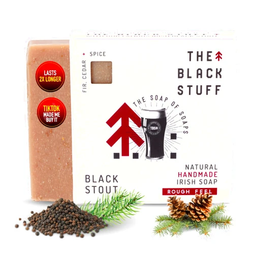 The Black Stuff All Natural Bar Soap for Men Handmade Cold Process Soaps with Organic Ingredients and Essential Oils - Mens Soap for Daily Use, Black Stout Body Soap