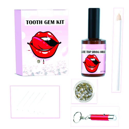 Little Syohe Tooth Gems Kit Shining DIY Teeth Gems Flat Bottom Round Gemstone Style DIY Tooth Jewelry Kit Artificial Fashionable Crystal Tooth Ornaments
