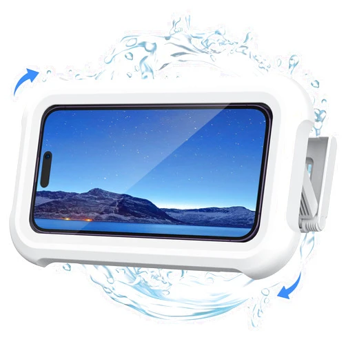 Lamicall Shower Phone Holder Waterproof - 480° Rotatable Retractable Adjustable Shower Phone Case Holder, Bathroom Wall Phone Mount Stand Water Proof Anti Fog Case, Shower Accessories for 4-7