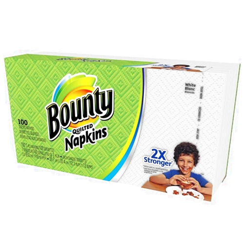Bounty Quilted Napkins, 1-Ply, 12.1In X 12In, 100/PK, White