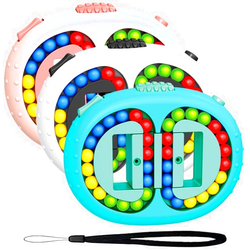 LUSTERMOON Rotating Magic Bean Cube Spinner Fidget Toys，Fidget Spinners Pop Sensory Toys, Stress Relief Hand Sensory Toy (Ellipse-Blue+Pink+White)