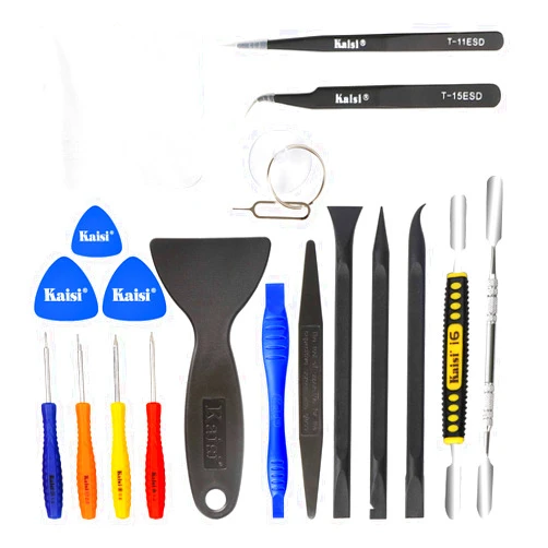 Kaisi Professional Electronics Opening Pry Tool Repair Kit with Metal Spudger Non-Abrasive Nylon Spudgers and Anti-Static Tweezers for Cellphone iPhone Laptops Tablets and More, 20 Piece