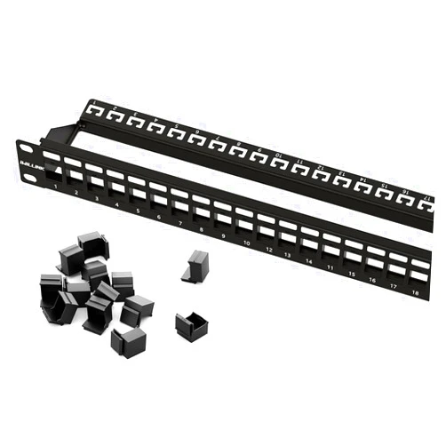 Iwillink Blank 24-Port Keystone Patch Panel, 1U 19'' Rackmount/Wallmount with Metal Housing, Includes 12 Blank Inserts for Custom AV/Data Setups