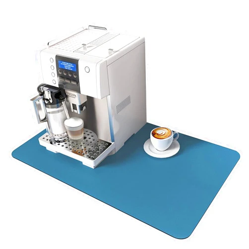 Catsandy Coffee Mat - Coffee Bar Mat for Countertops Coffee Bar Accessories Fit Under Coffee Maker Espresso Machine Absorbent Hide Stain Rubber Backed for Kitchen Counter (Cyan, 12