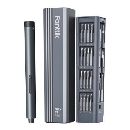 Fanttik E1 Max 3.7V Mini Electric Screwdriver, Precision Screwdriver Set, 50-in-1 Magnetic Bits, Magnetic Storage, 5/32''Hex, Electric Screwdriver for Electronics Phone Camera Laptop Watch - Grey