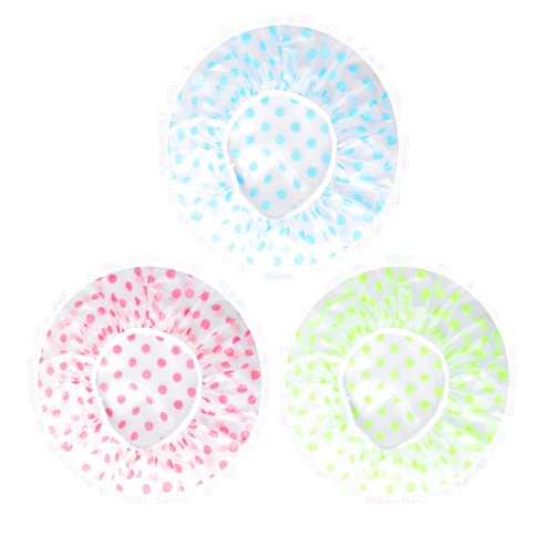 Pengxiaomei Shower Caps, 3 Pcs Waterproof Bath Caps Plastic Reusable Shower Caps Elastic Band Bath Hair Hat for Women Men Kids