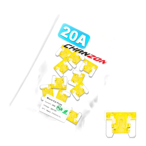 Chanzon 10Pcs 20A Low Profile Mini Micro Blade Fuse 20 Amp 32V Fast Blow Fuses for Automotive Car Truck Vehicle SUV