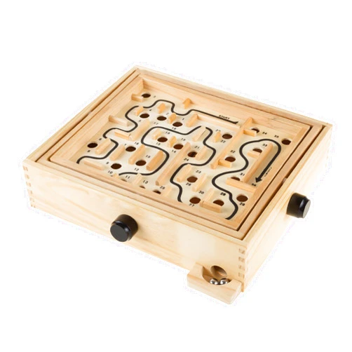 Hey! Play! Labyrinth Wooden Maze Game with Two Steel Marbles, Puzzle Game for Adults, Boys and Girls by Hey! Play! , Tan