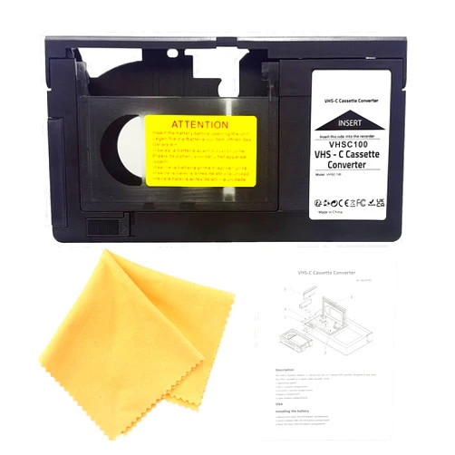 BECBOLDF Motorized VHS-C to VHS Cassette Adapter - Ideal for VCR Player, VHS Tape for Camcorder to Digital Converting（Not Compatible with 8mm/Minidv/Hi8） with Yellow Lens Clean Cloth