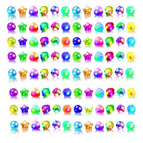 OLUPP 48 Pack LED Light Up Rings, Glow in the Dark Party Supplies, 6 Style Flashing Glow in the Dark Rings for Adults & Kids Birthday Party Favors,Classroom Prizes,Concert,Goodie Bag Fillers, Raves
