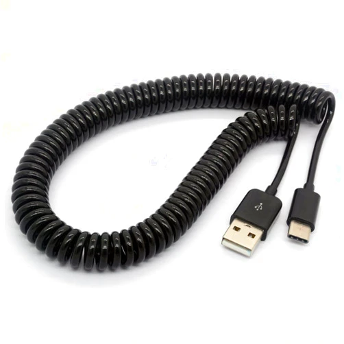 BSHTU USB Type C Cable Coiled Spring Spiral Type-C Male to USB 2.0 A Male Extension Cord Data Sync Charger Lead for Nexus MacBook Google Chromebook Nokia N1 Tablet PC/Letv Smart Phone (3 Meter)