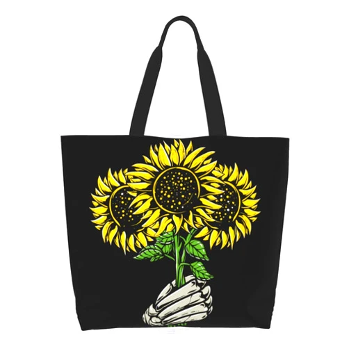 GVGOAGL Skull Rose Tote Bag For Women, Large Shoulder Bags Foldable Grocery Handbag For Travel Shopping Sport Picnic