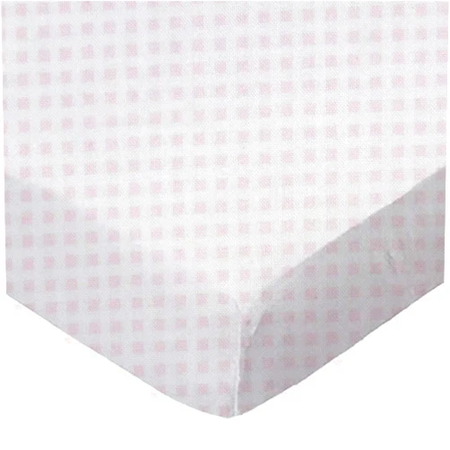 SHEETWORLD.COM SheetWorld Baby Fitted Cradle Sheet 18 x 36 inches, 100% Cotton Jersey Hypoallergenic Sheet, Unisex Boy Girl, Pink Gingham, Made in USA