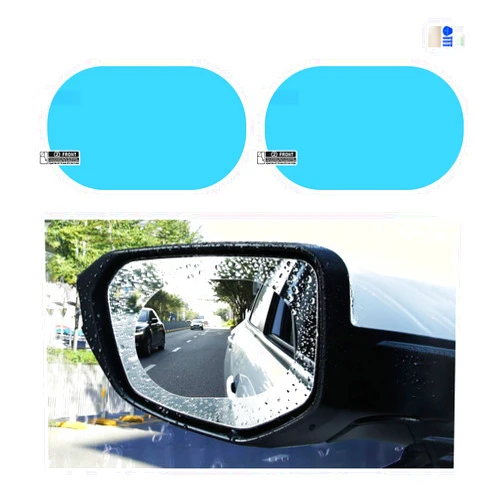 Kewucn 2PCS Car Rearview Mirror Waterproof Film, Anti Fog Auto HD Clear Nano Coating Film, Rainproof Protective Safe Driving Sticker for Vehicle Rear View Mirrors and Side Windows (Oval)