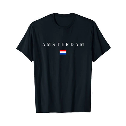 LEVART Nation Flag Souvenir TRAVEL Minimal Design AMSTERDAM Netherlands T-Shirt