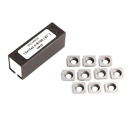 OSCARBIDE Byrd Shelix Carbide Inserts Replacement Cutters (15x15x2.5mm R100-81°) 15mm Square Carbide Cutters with 4