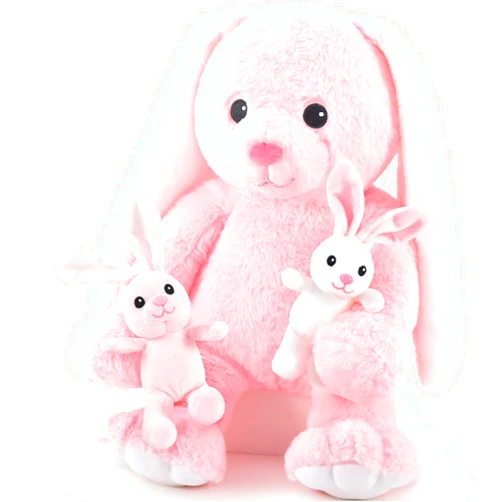 MaoGoLan 20 inches Bunny Stuffed Animal Plush Set, Easter Mama Pink Bunny Plush with 2 Baby Rabbit Toys Inside,Large Bunny Plush Toy with Long Ears for Kids, Easter Gift