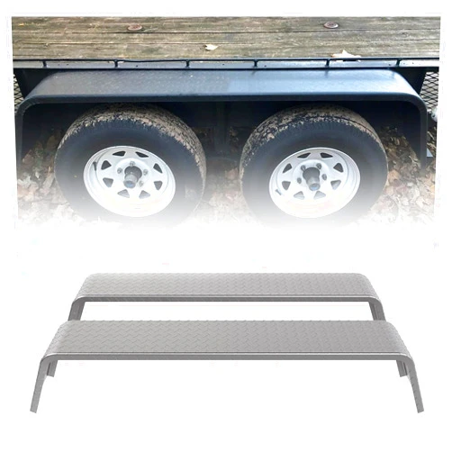 ECOTRIC Steel 14 Gauge Diamond Tread Plate Tandem Axle Trailer Fenders 72-7/8